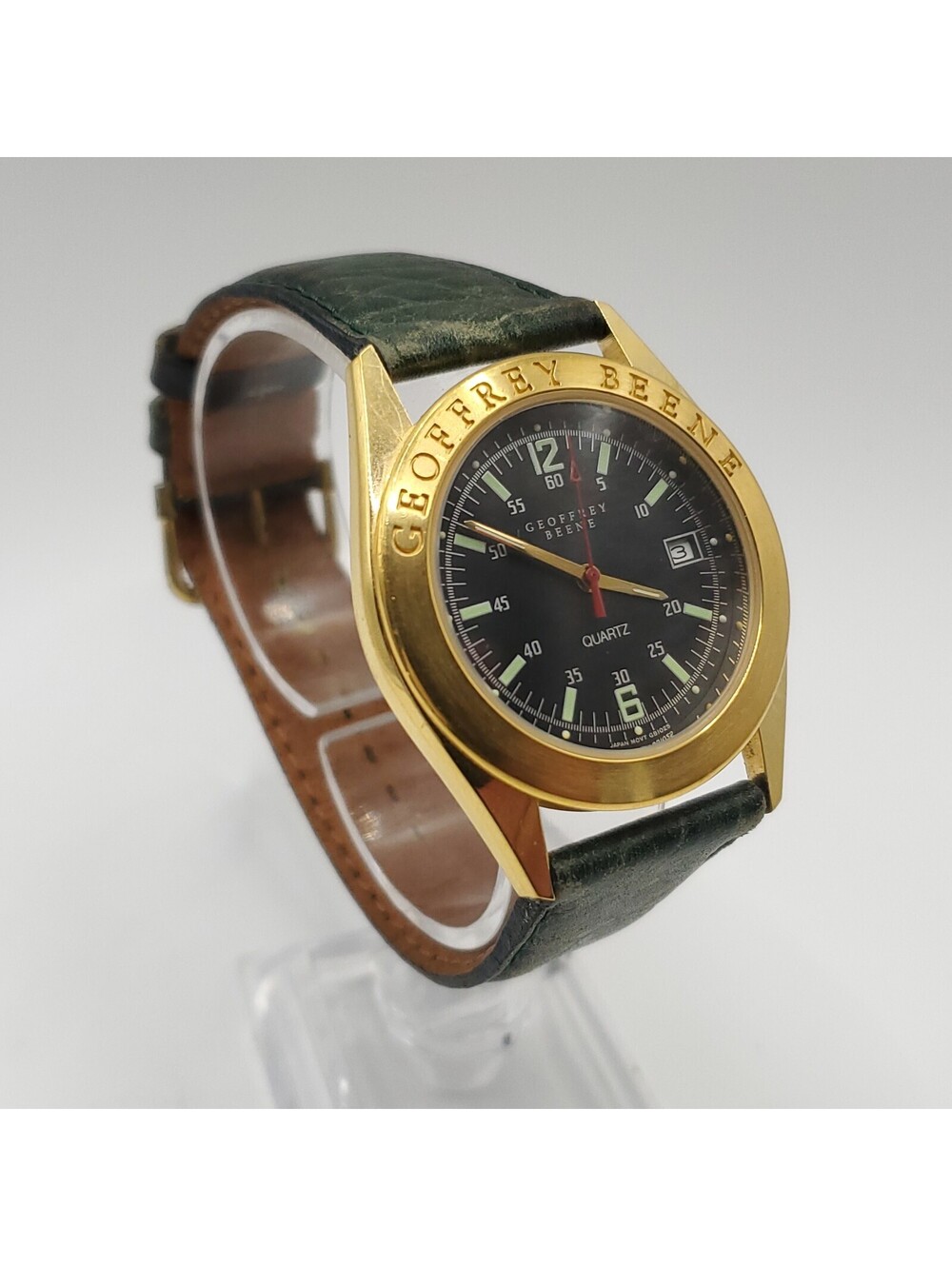 Geoffrey Beene Quartz 36mm Black Date Dial Mens Watch New Battery